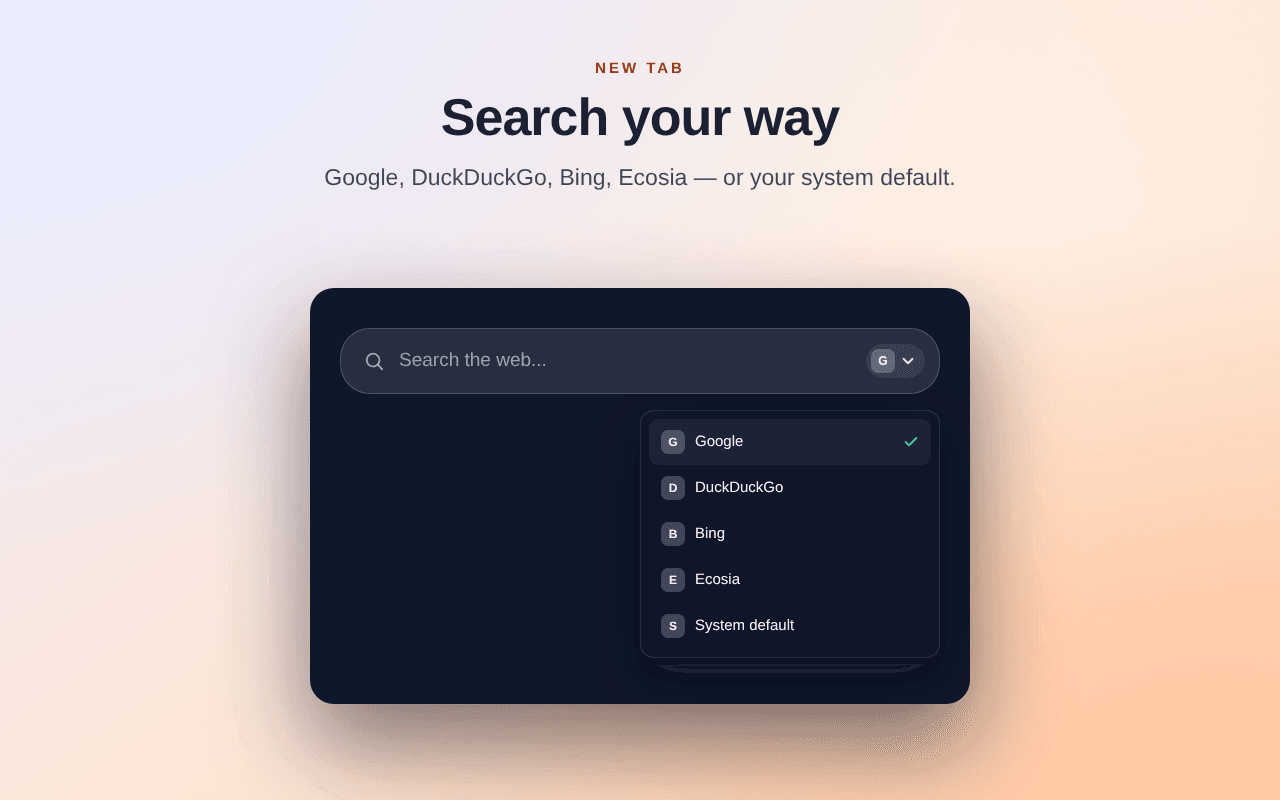 SunTime new tab search bar